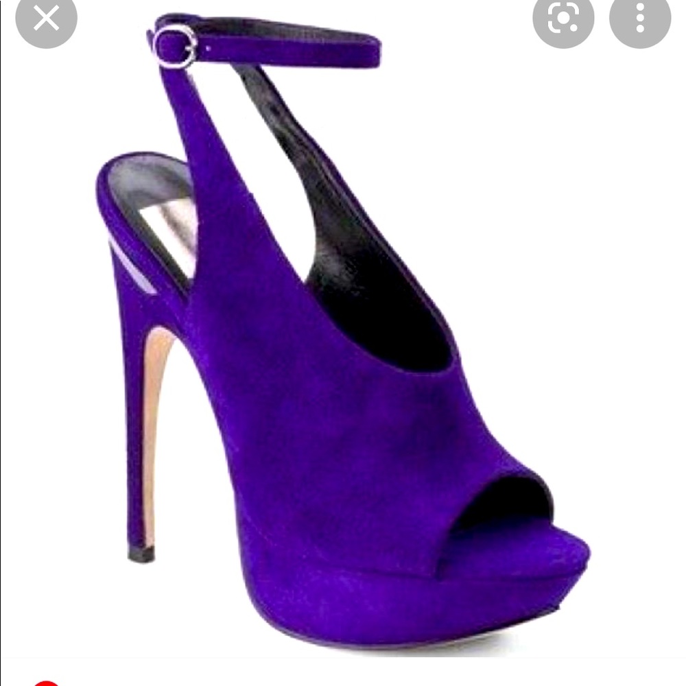 Purple suede peep toe